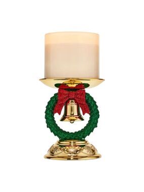 CHRISTMAS WREATH 3-WICK PEDESTAL CANDLE HOLDER BY BATH AND BODY WORKS